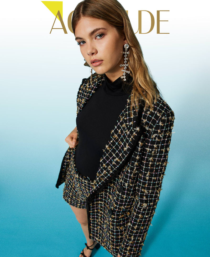 Double-breasted bouclé blazer