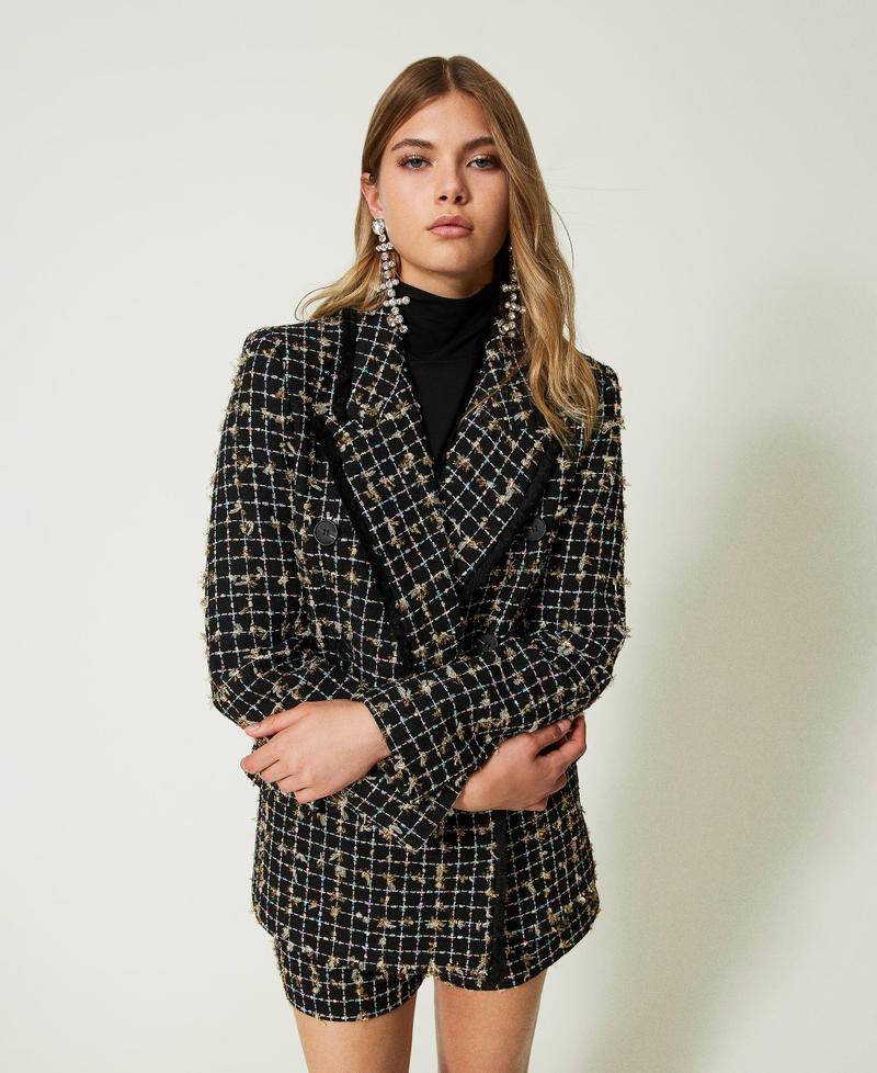 Double-breasted bouclé blazer