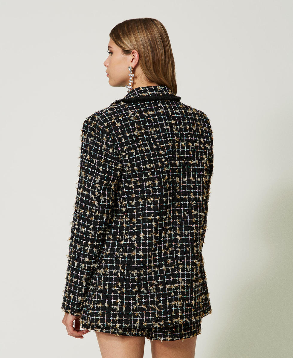 Double breasted boucle blazer Woman Black TWINSET Milano