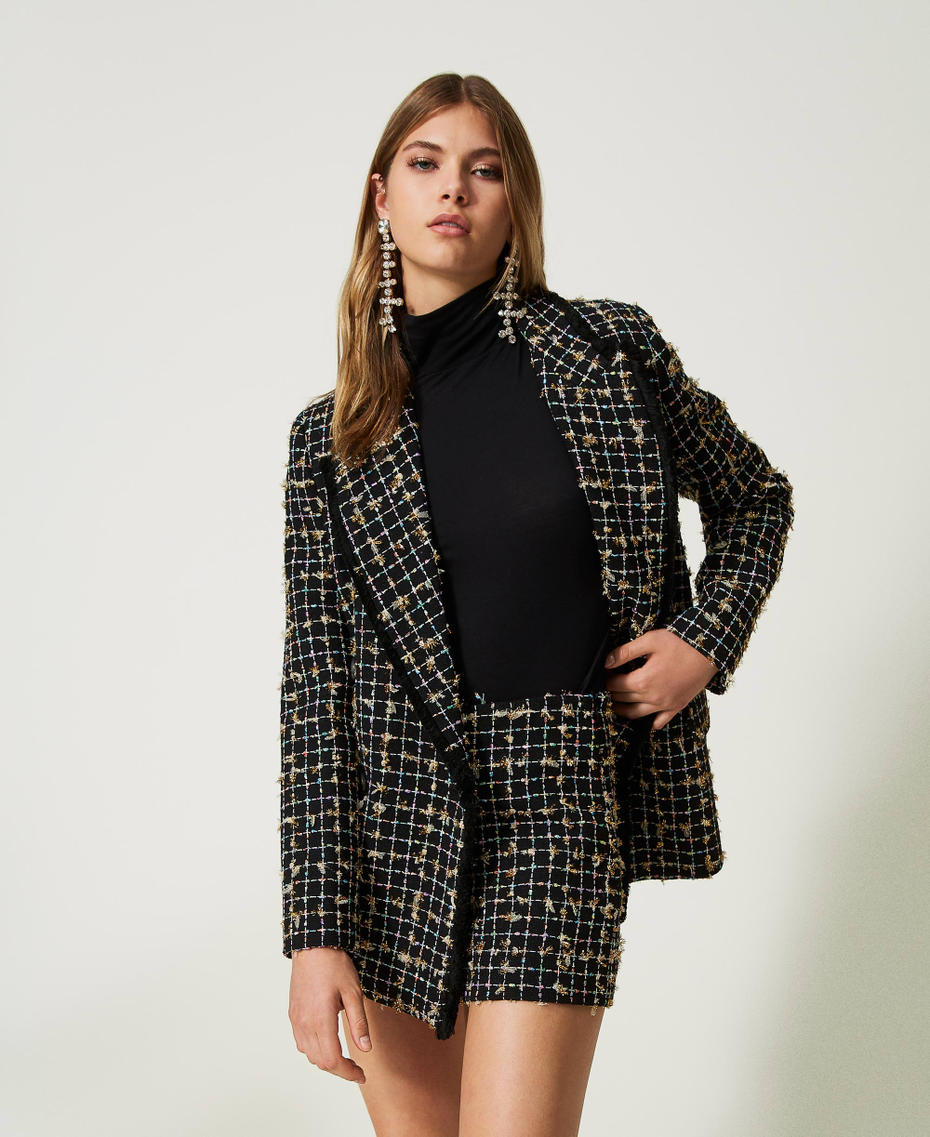Double-breasted bouclé blazer