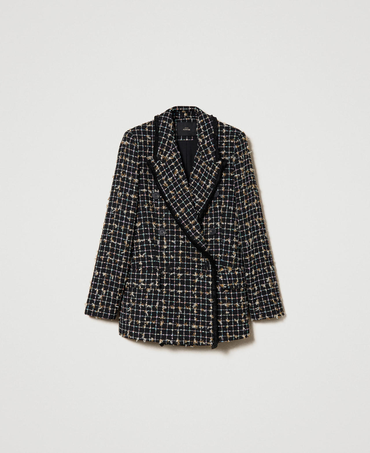 Double-breasted bouclé blazer
