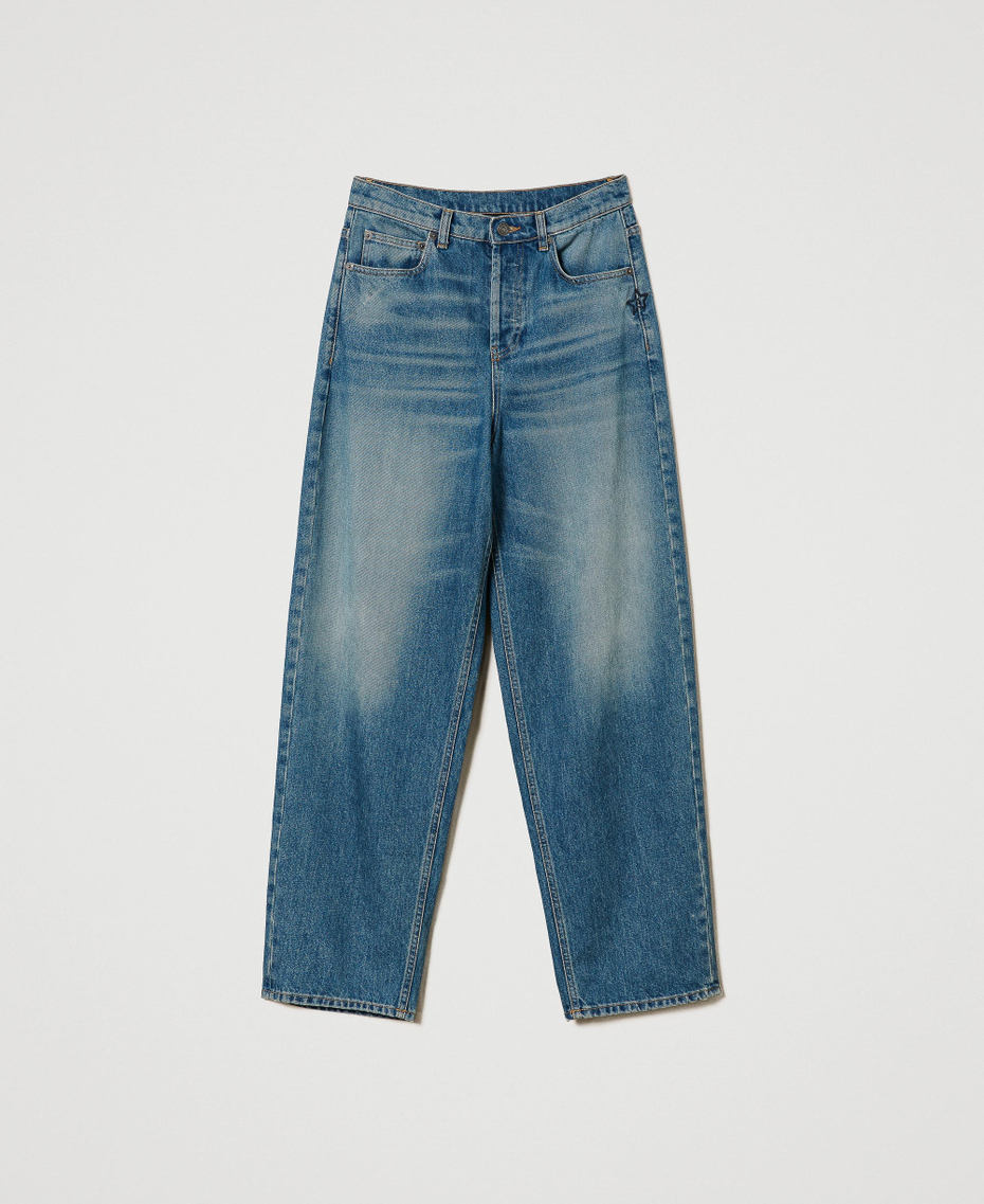 Five-pocket boyfriend jeans "Mid Denim" Blue Woman 232AT2291-0S