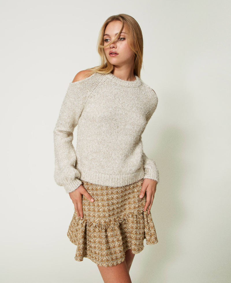 Lurex jumper with cutout Woman, Gold | TWINSET Milano