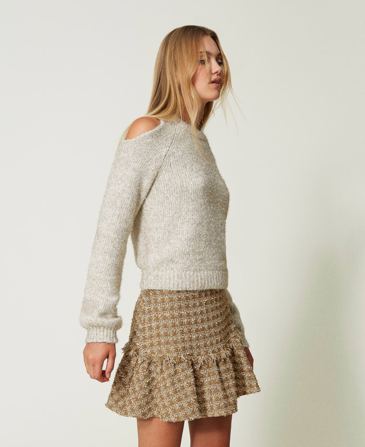 Pull en fil lurex avec ajours