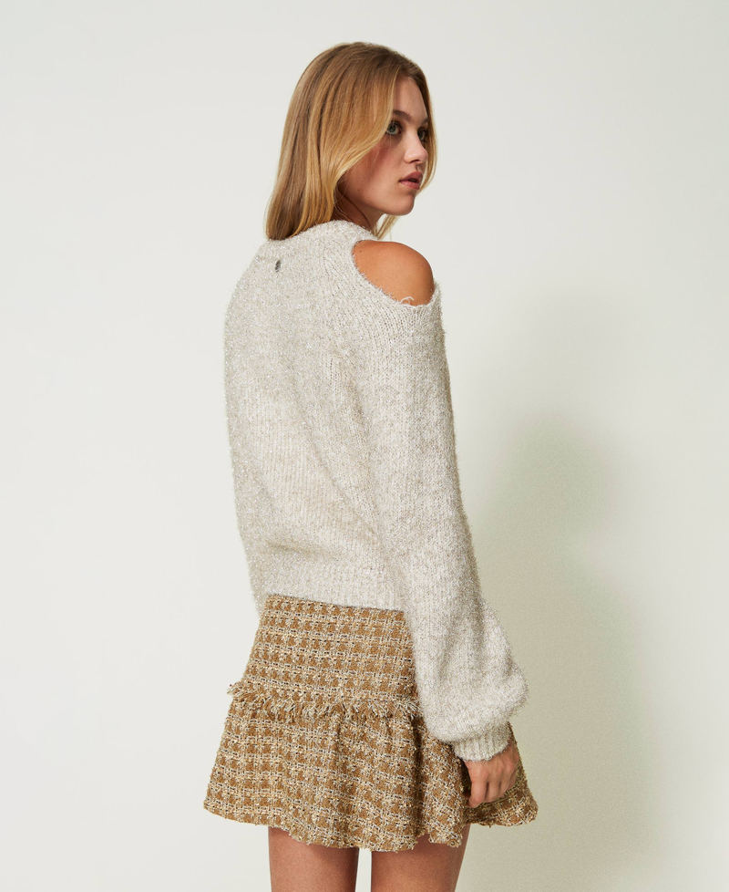 Lurex jumper with cutout Woman, Gold | TWINSET Milano