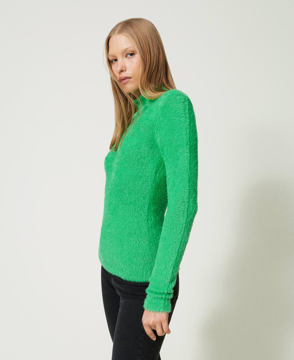 Fitted turtleneck jumper Green Bouquet Woman 232AT3070_11049_03