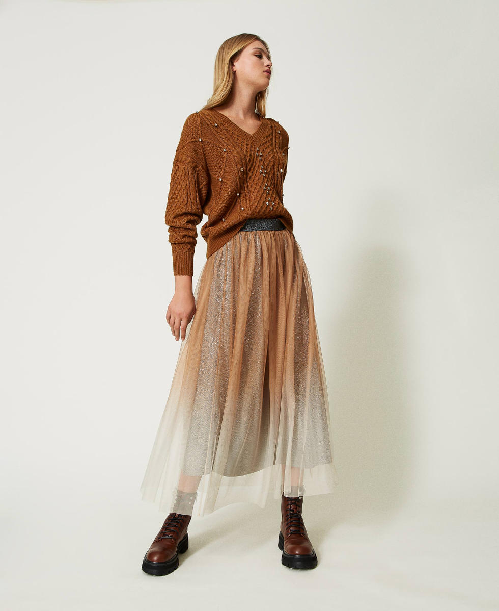 Maxi jumper with handmade embroideries