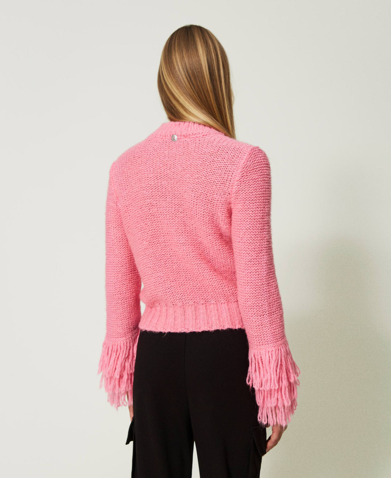 Regular jumper with fringes "Wild Orchid” Pink Woman 232AT3210-03