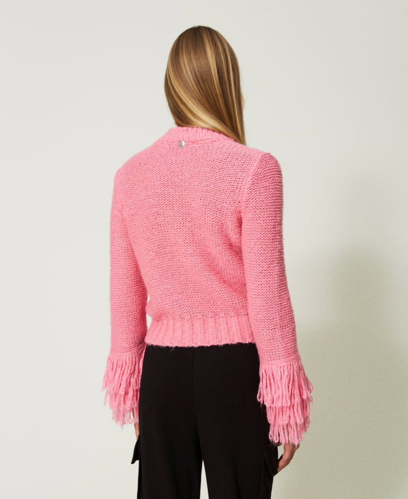 Regular jumper with fringes "Wild Orchid” Pink Woman 232AT3210_11080_03