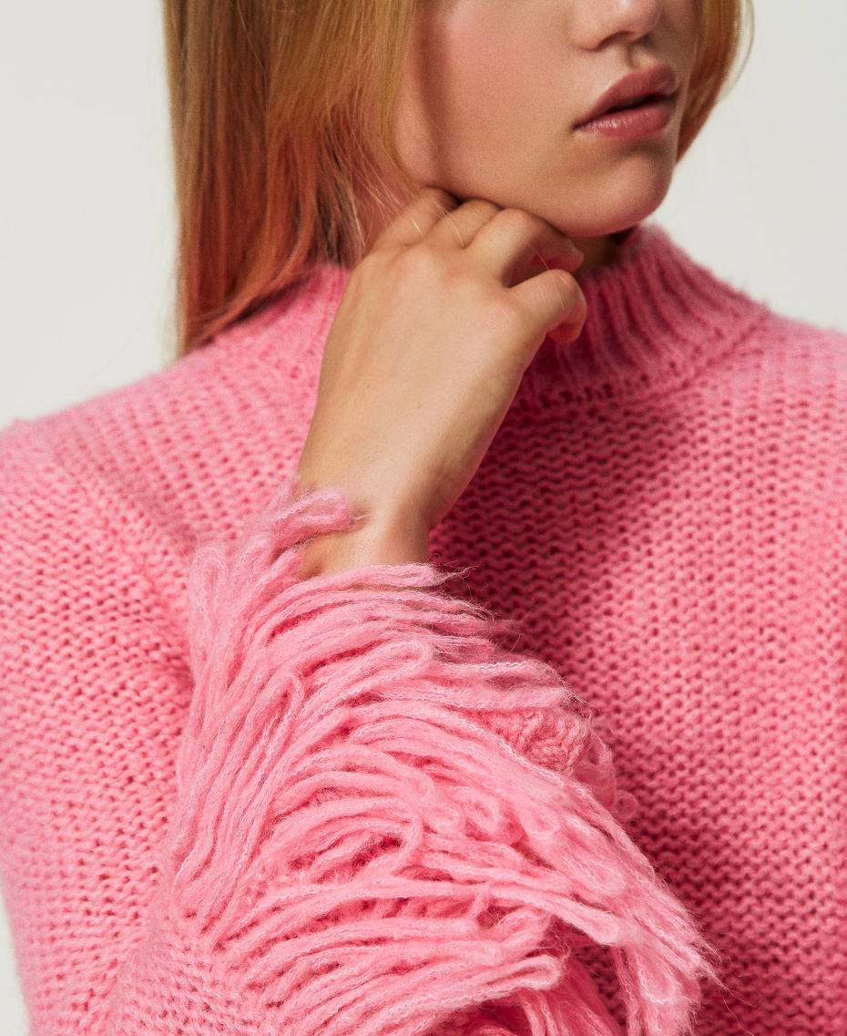 Regular jumper with fringes "Wild Orchid” Pink Woman 232AT3210_11080_04
