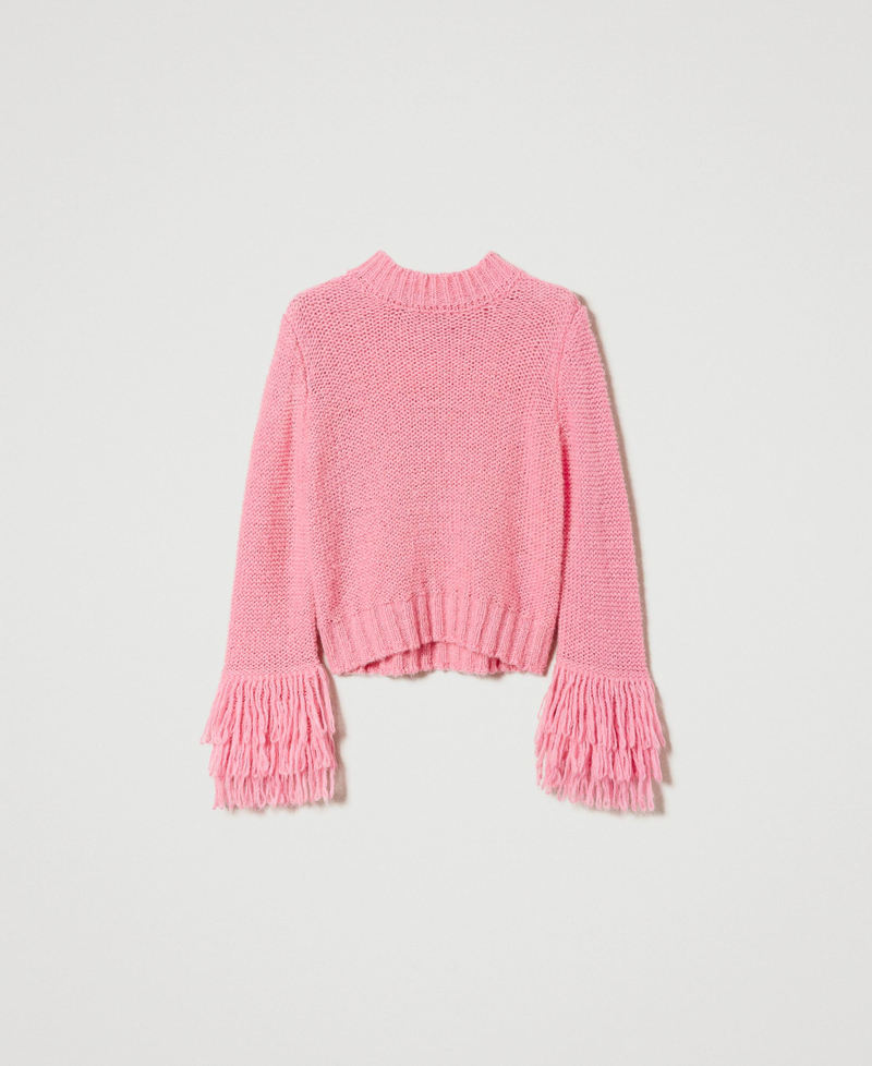 Regular jumper with fringes "Wild Orchid” Pink Woman 232AT3210-0S