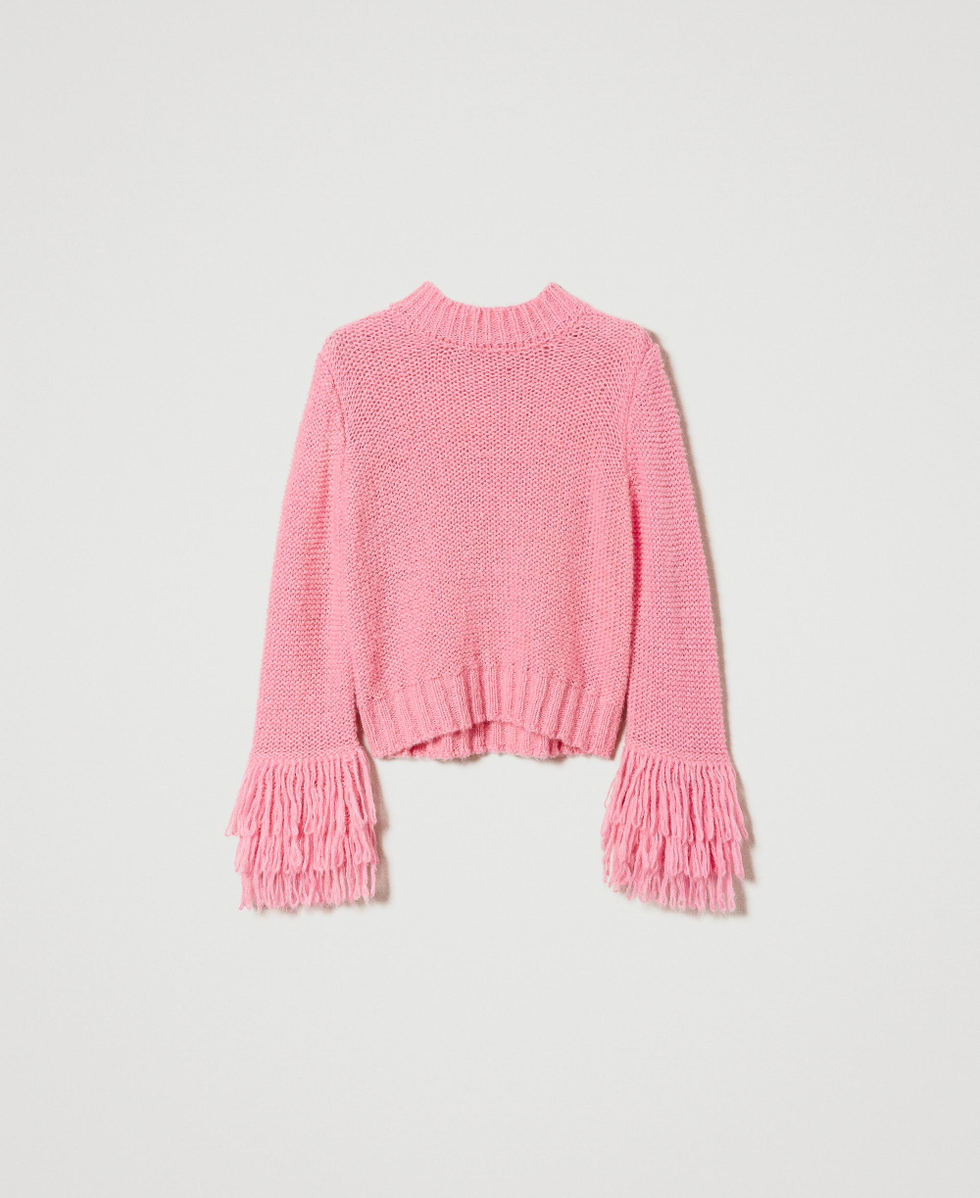 Regular jumper with fringes Woman Pink TWINSET Milano