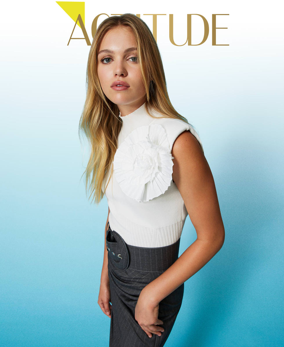 Top de cuello alto con broche White Nieve Mujer 232AT3270_00282_01