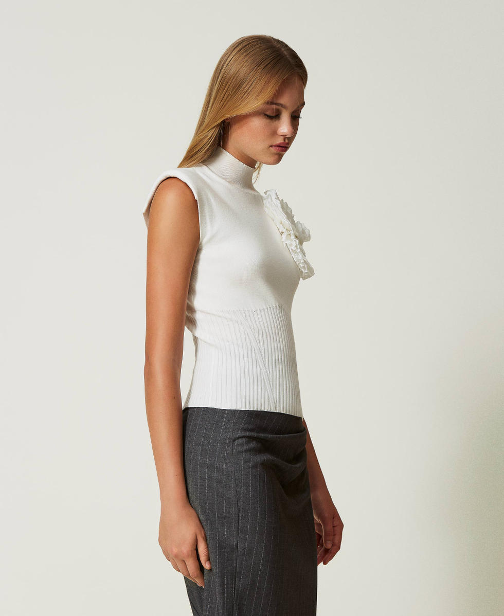 Top de cuello alto con broche White Nieve Mujer 232AT3270_00282_03