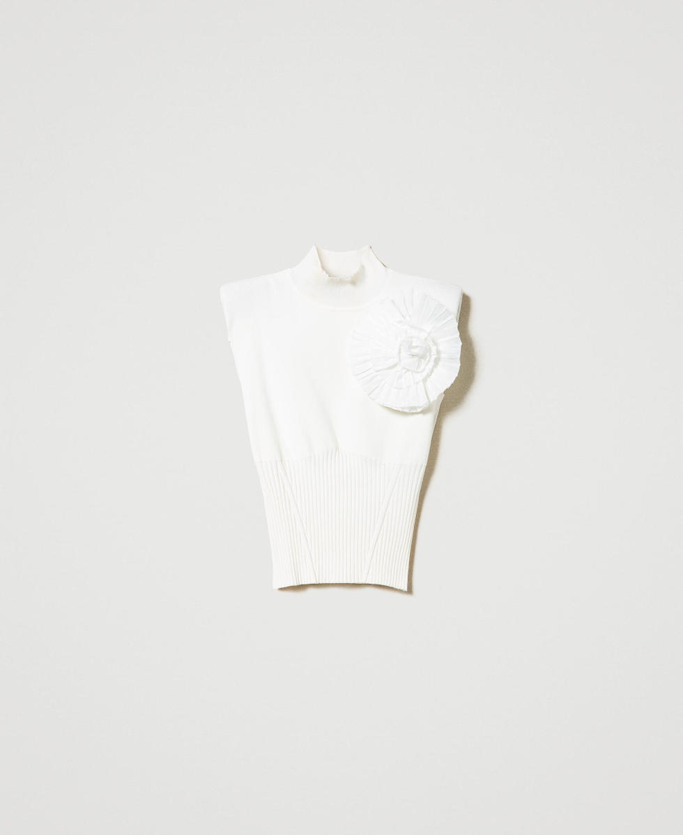 Top de cuello alto con broche White Nieve Mujer 232AT3270_00282_S0