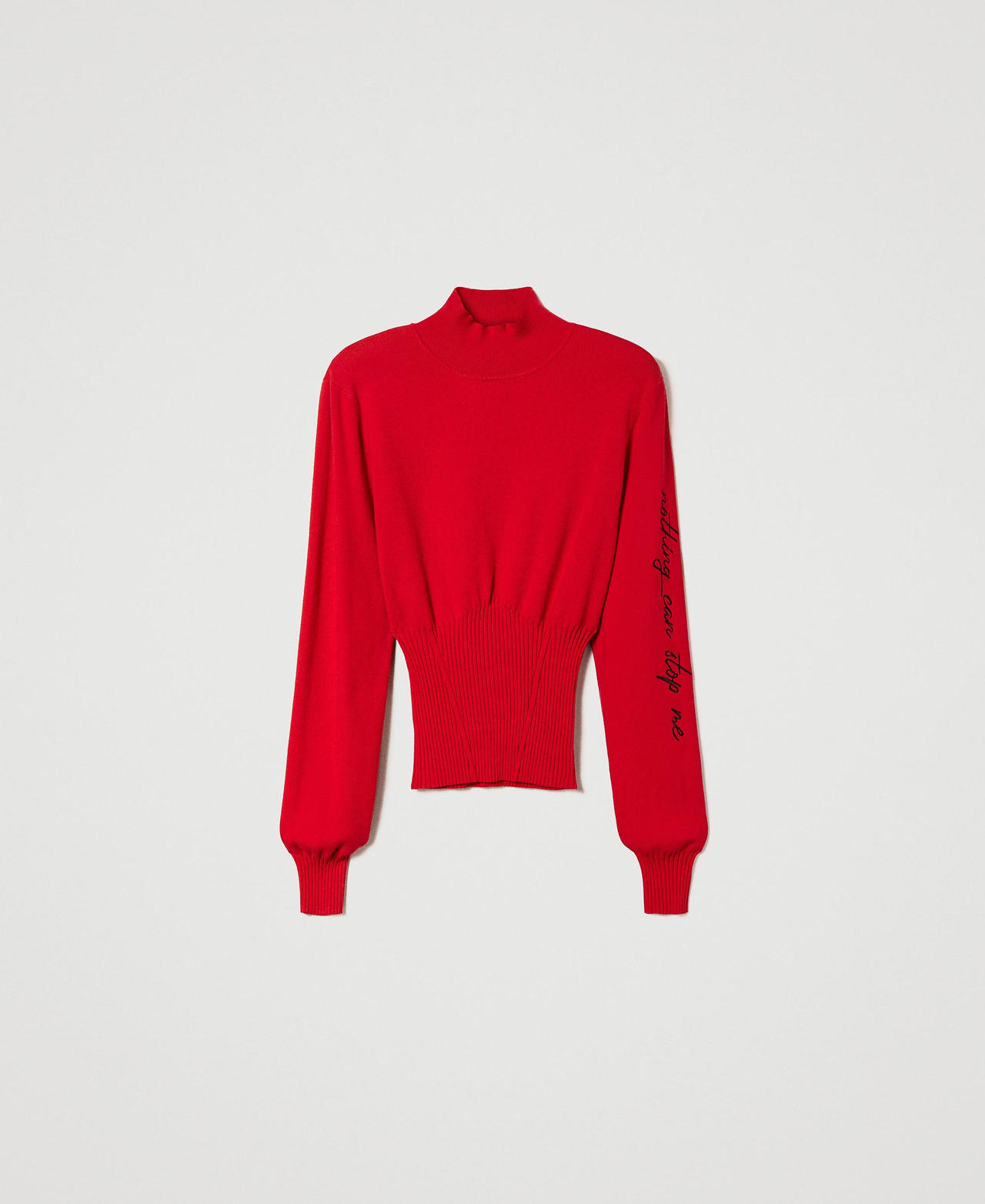 Turtleneck jumper with embroidery Woman Red TWINSET Milano