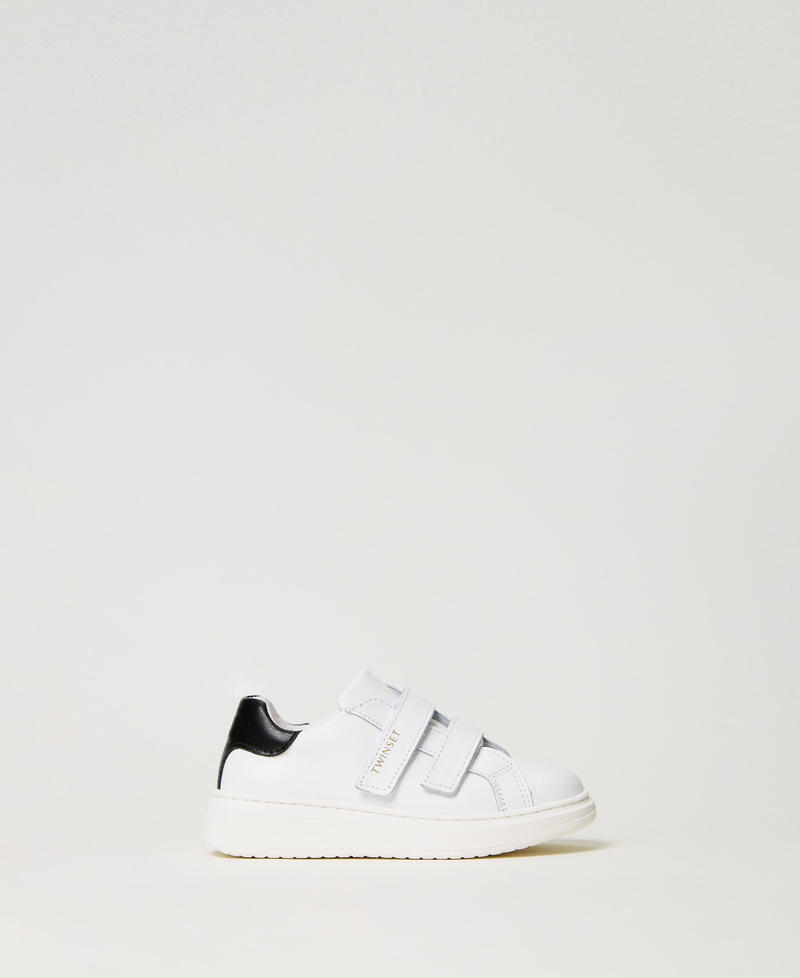 Sneakers baby de piel Bicolor Blanco Roto / Negro Niña 232GCB030-01