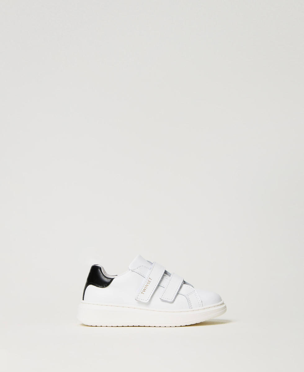 Leather baby trainers Bicolour Off White / Black Girl 232GCB030_02722_01