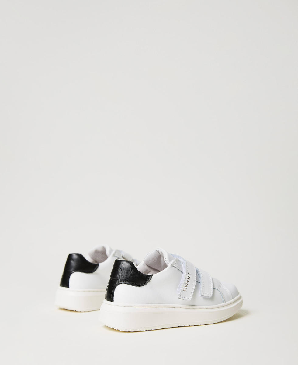 Leather baby trainers Bicolour Off White / Black Girl 232GCB030_02722_03
