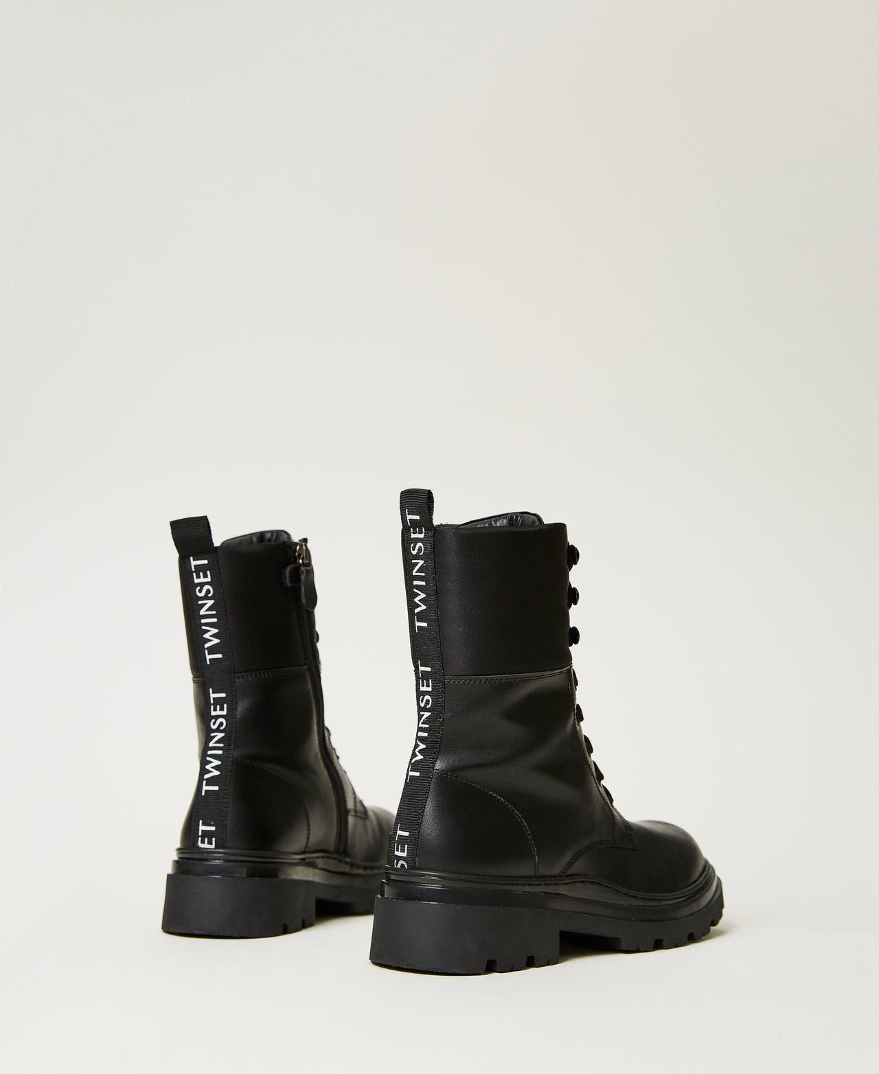 Кожаные ботинки-амфибии на шнуровке Черный Девочка 232GCJ034-03