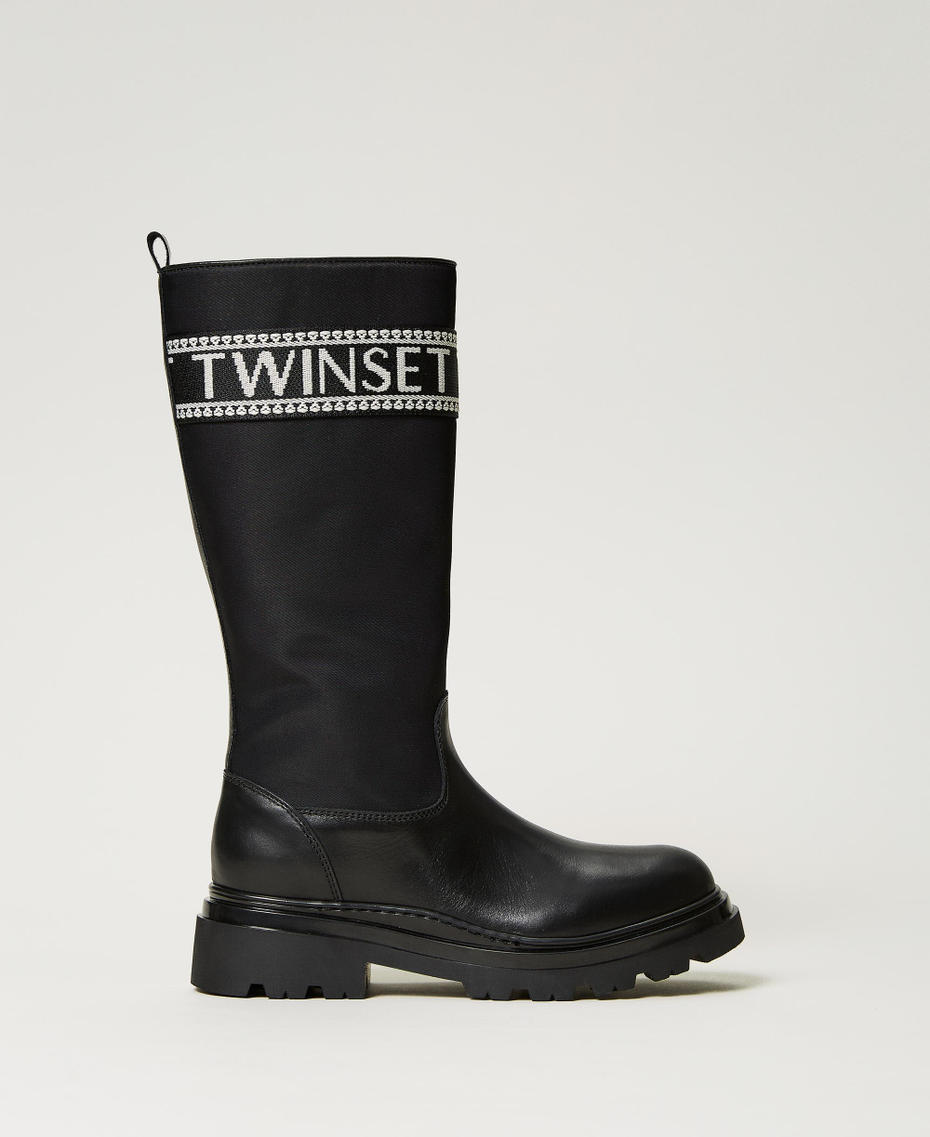 Bottes en cuir avec logo