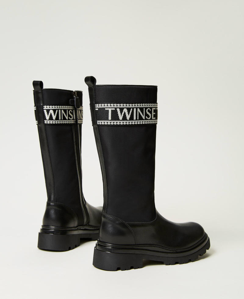 Bottes en cuir avec logo