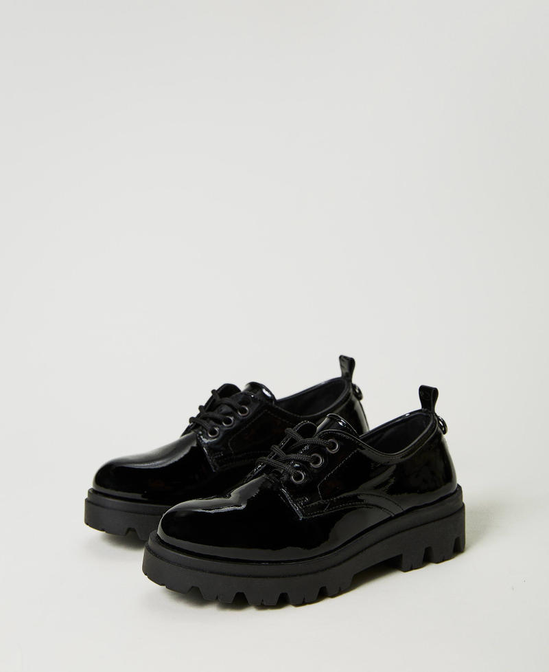 Лаковые туфли на шнуровке Черный Девочка 232GCJ062-02