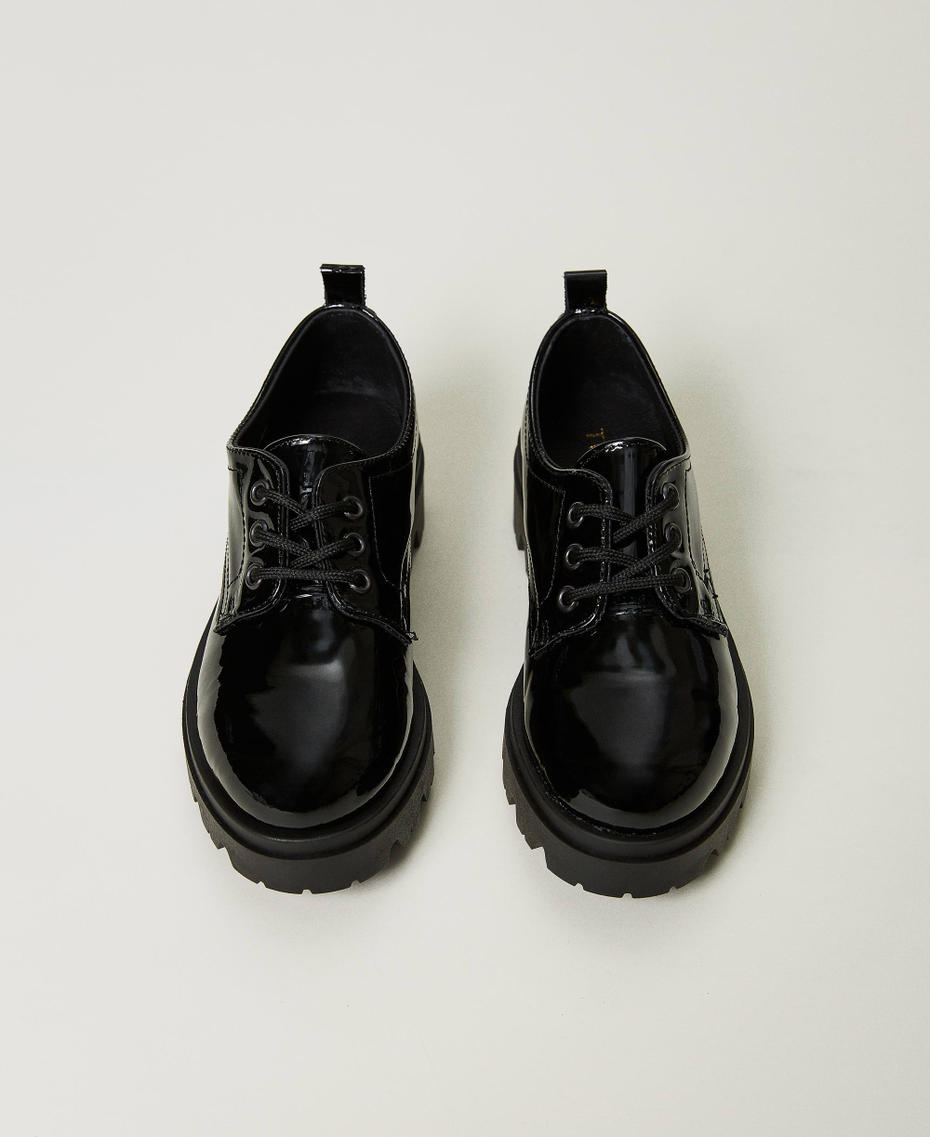 Лаковые туфли на шнуровке Черный Девочка 232GCJ062-04