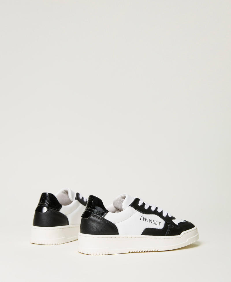 Ledersneaker im Color-Block-Look Zweifarbig Off White / Schwarz Mädchen 232GCJ110-03