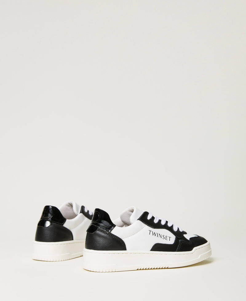 Baskets en cuir color block