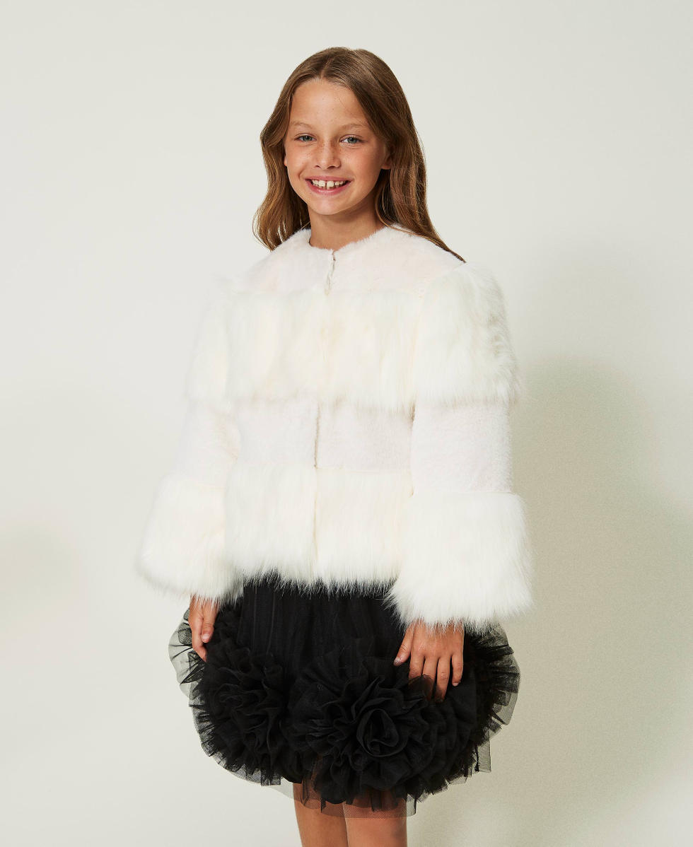 Blouson en fausse fourrure Fille Blanc TWINSET Milano