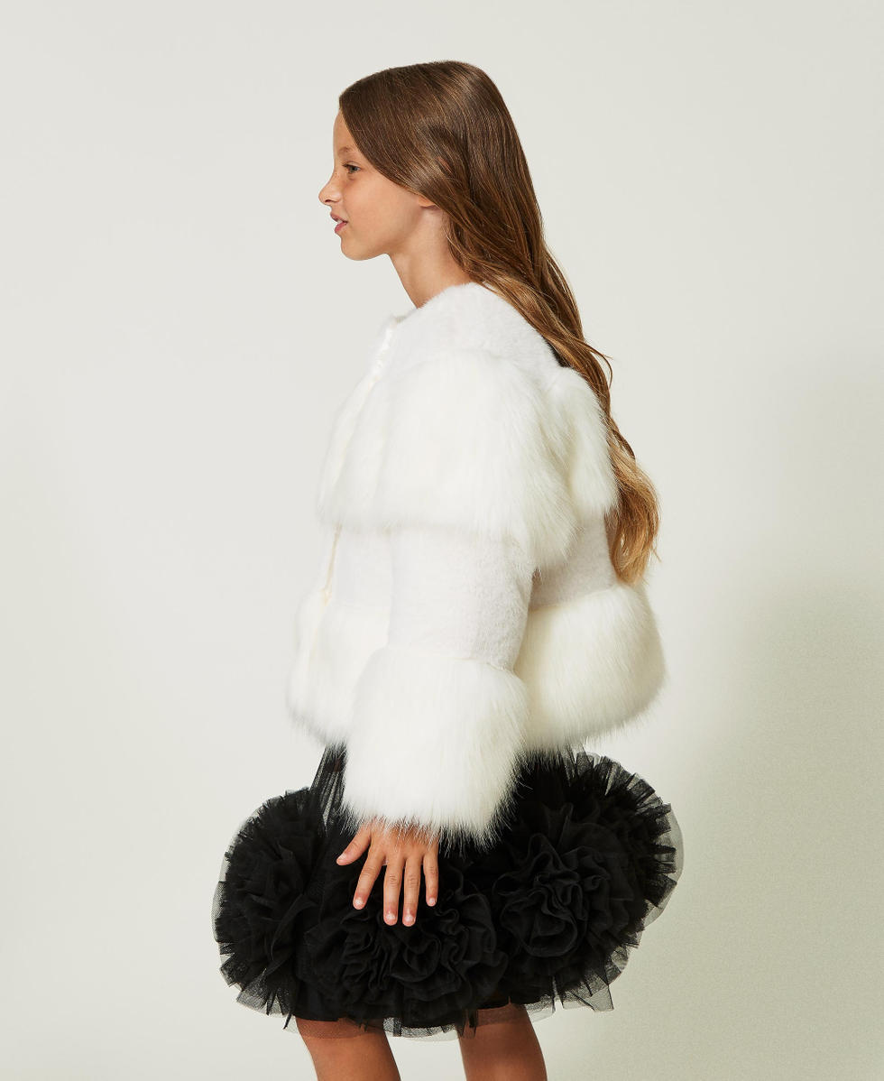 White faux fur jacket girls cheap