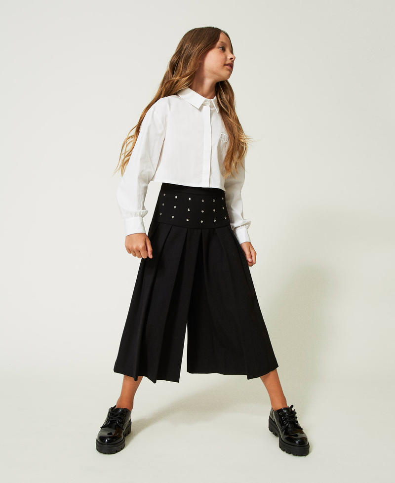 Trouser-skirt with studs Black Girl 232GJ2050-01