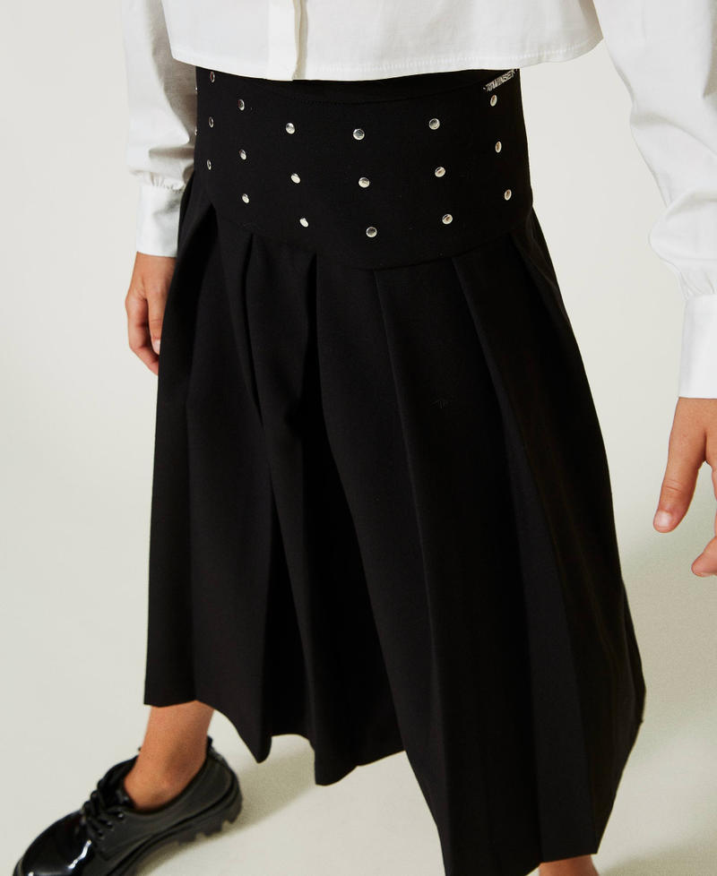 Trouser-skirt with studs Black Girl 232GJ2050-04