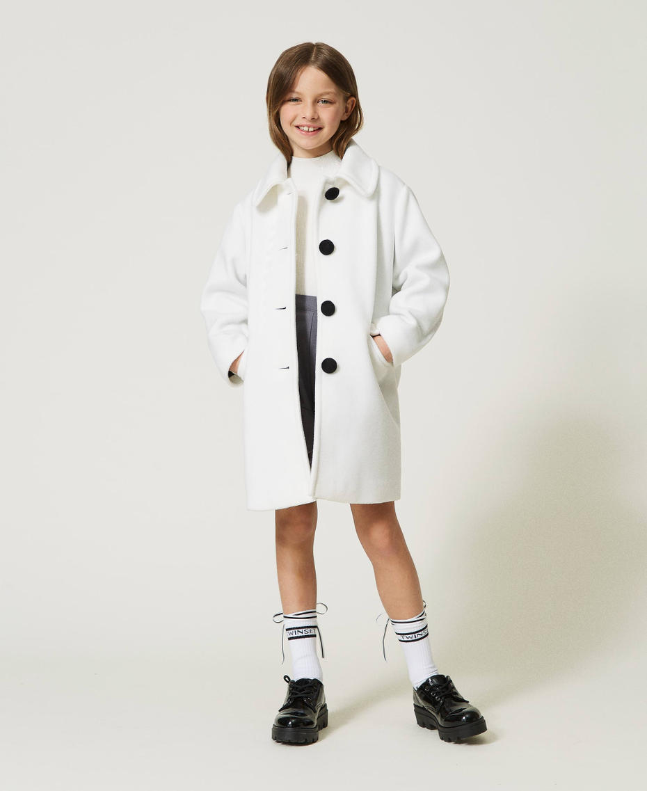 Длинное пальто из сукна Белый Снег Девочка 232GJ2060-01