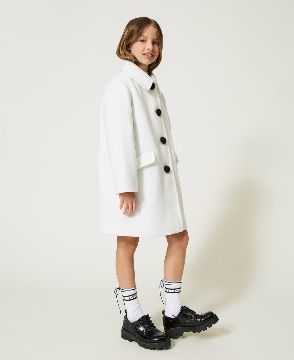 Manteau long en drap Blanc Neige Fille 232GJ2060_00282_03