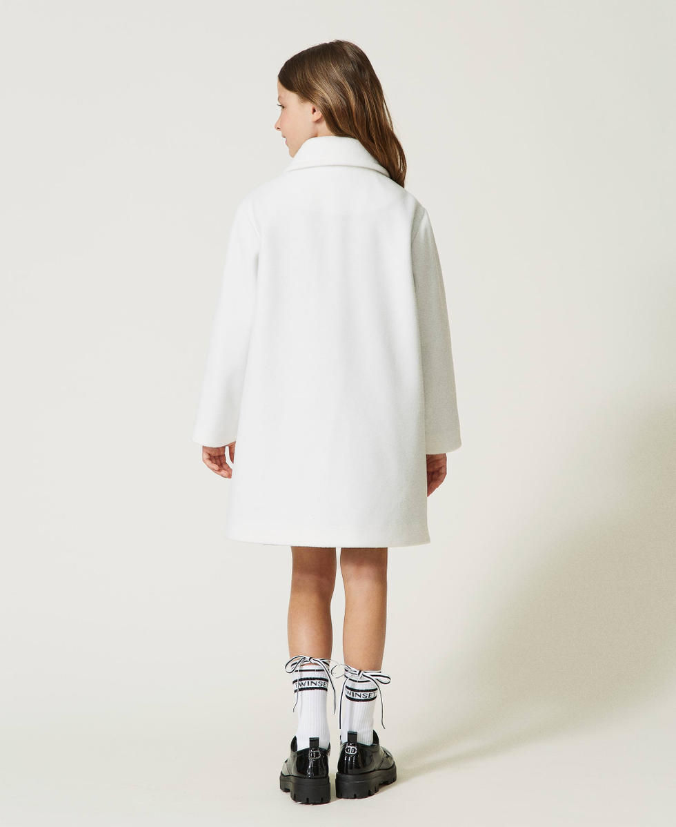 Manteau long en drap Blanc Neige Fille 232GJ2060_00282_04