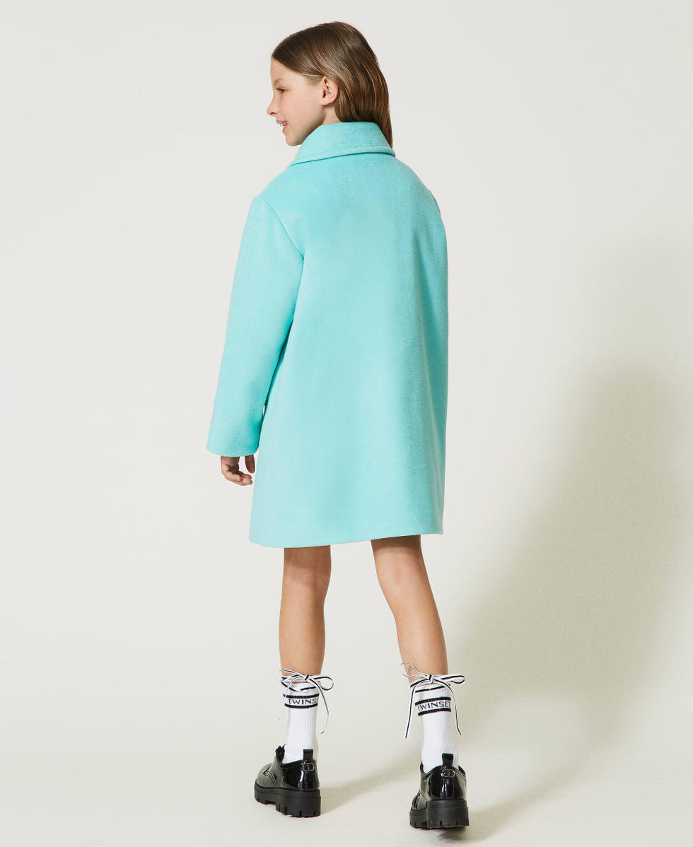 Long wool cloth coat Aqua Green Girl 232GJ2060_10920_04