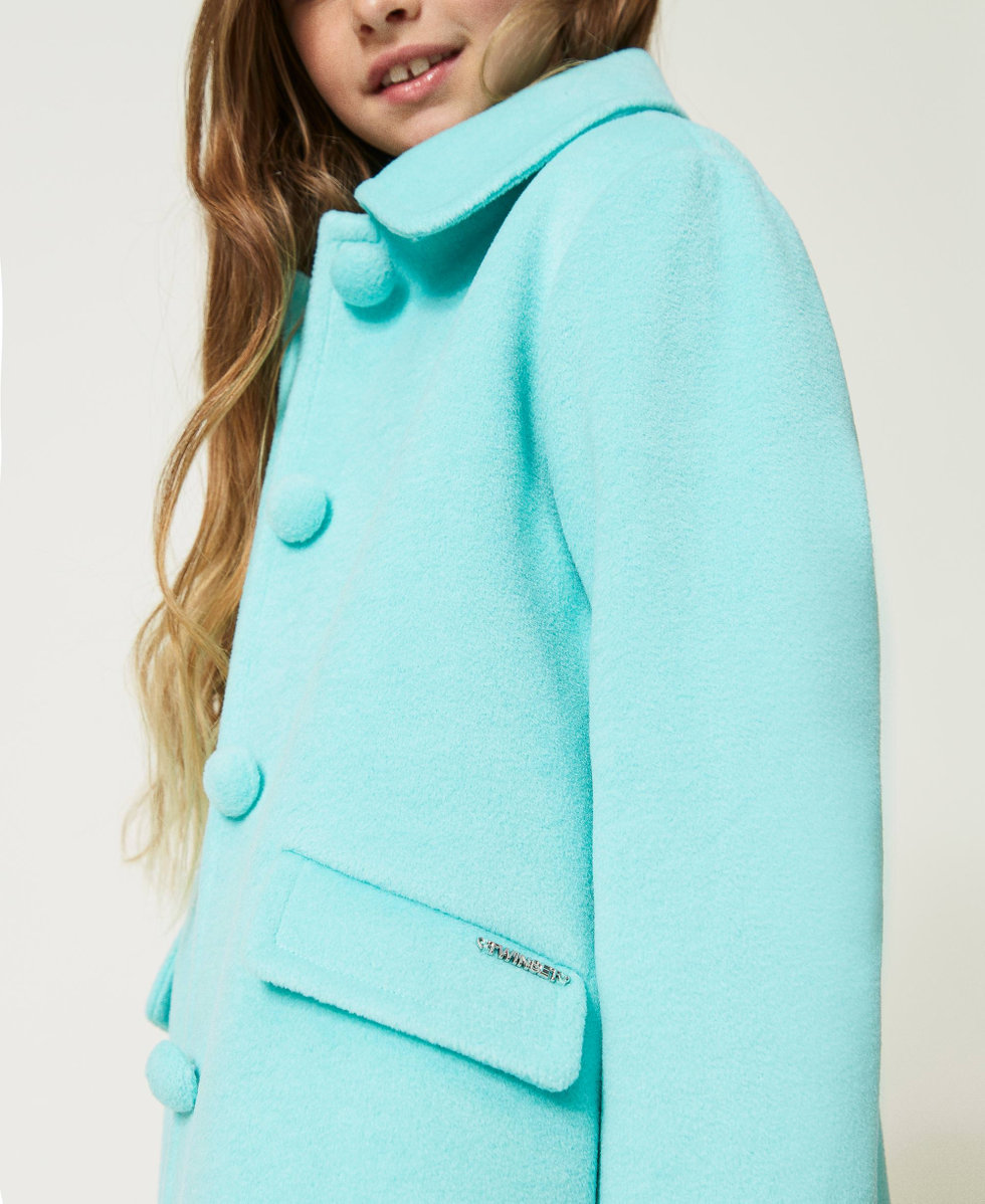 Long wool cloth coat Aqua Green Girl 232GJ2060_10920_05