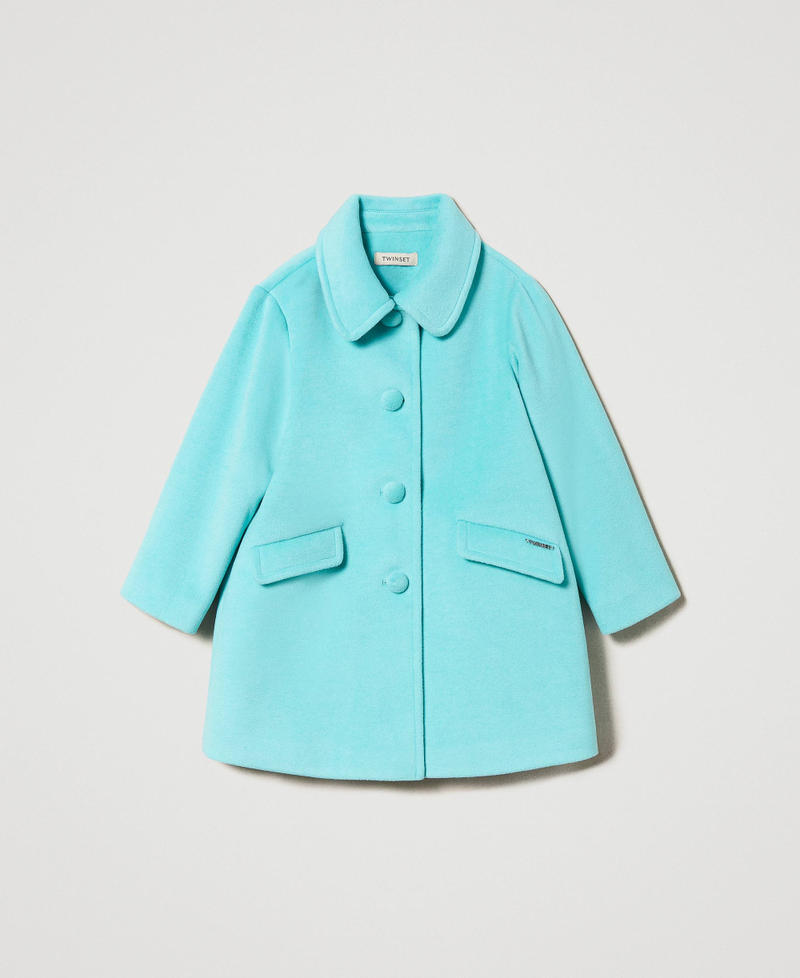 Long wool cloth coat Aqua Green Girl 232GJ2060_10920_S0