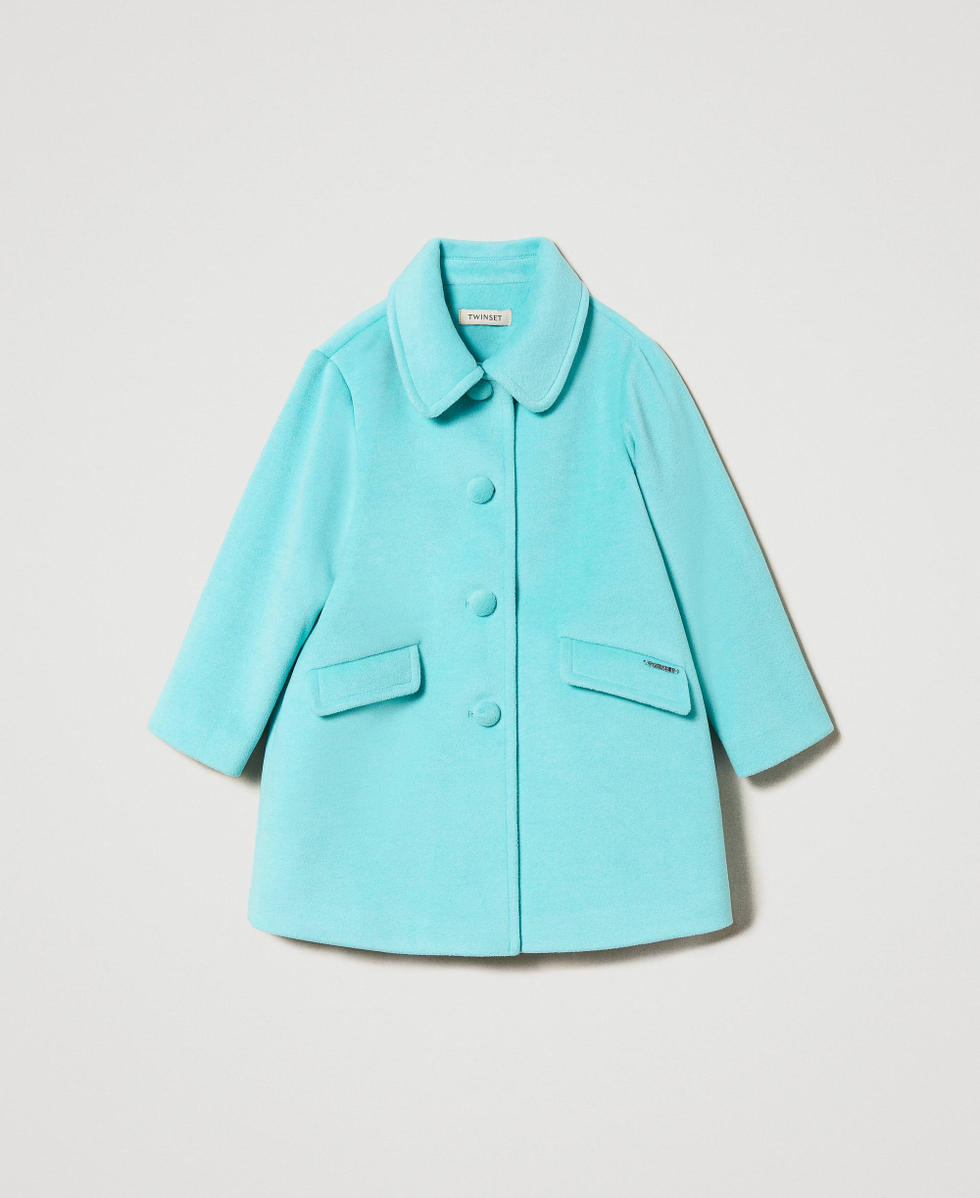 Long wool cloth coat Aqua Green Girl 232GJ2060_10920_S0