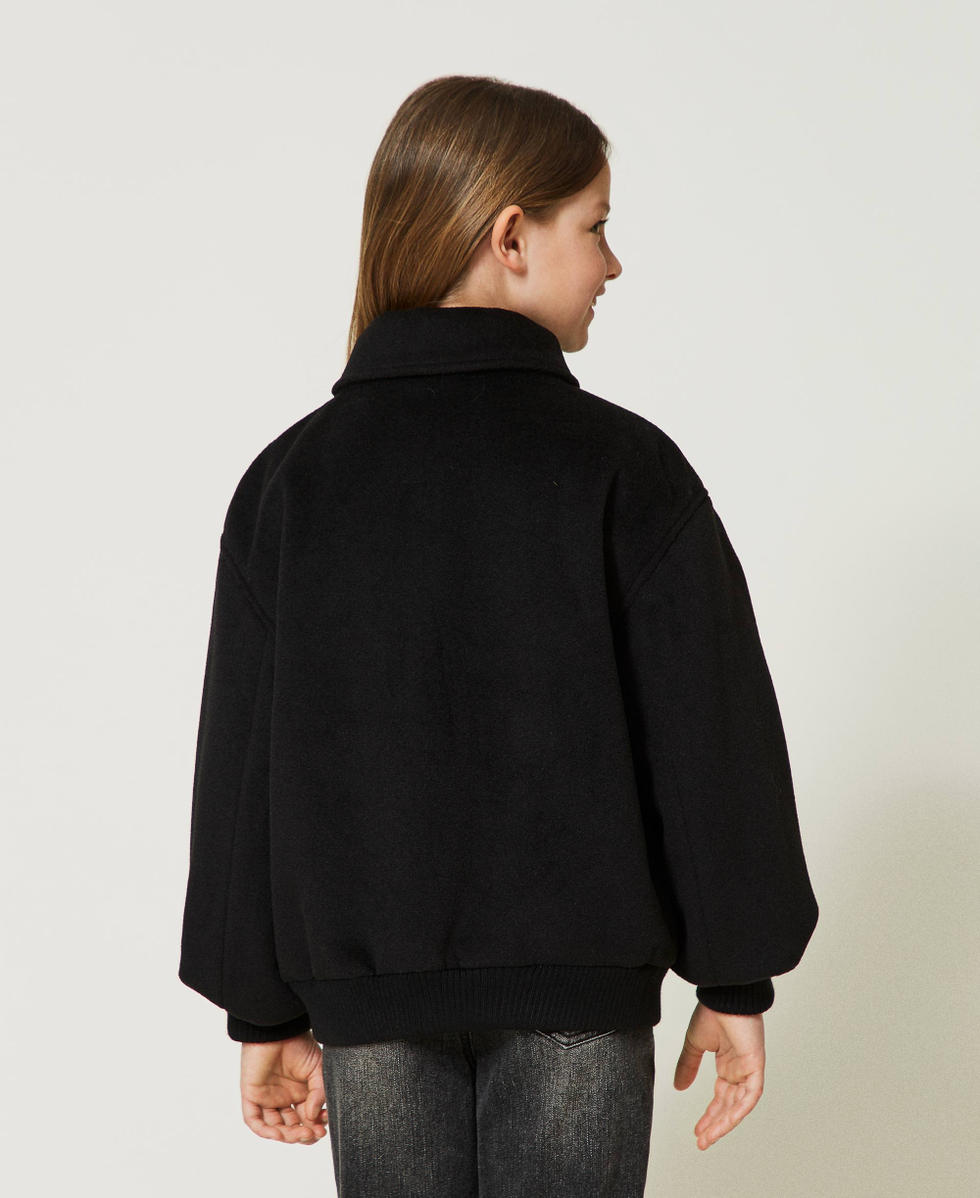 Wool cloth bomber jacket with fringes