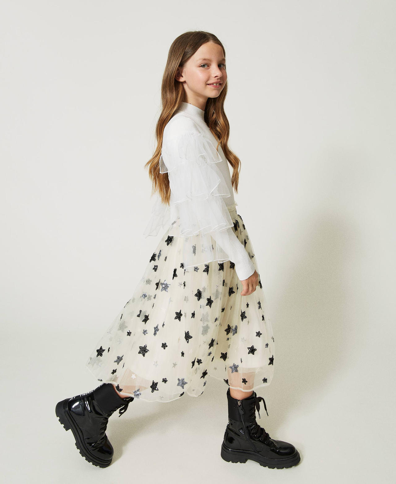 Jupe en tulle avec étoiles brodées