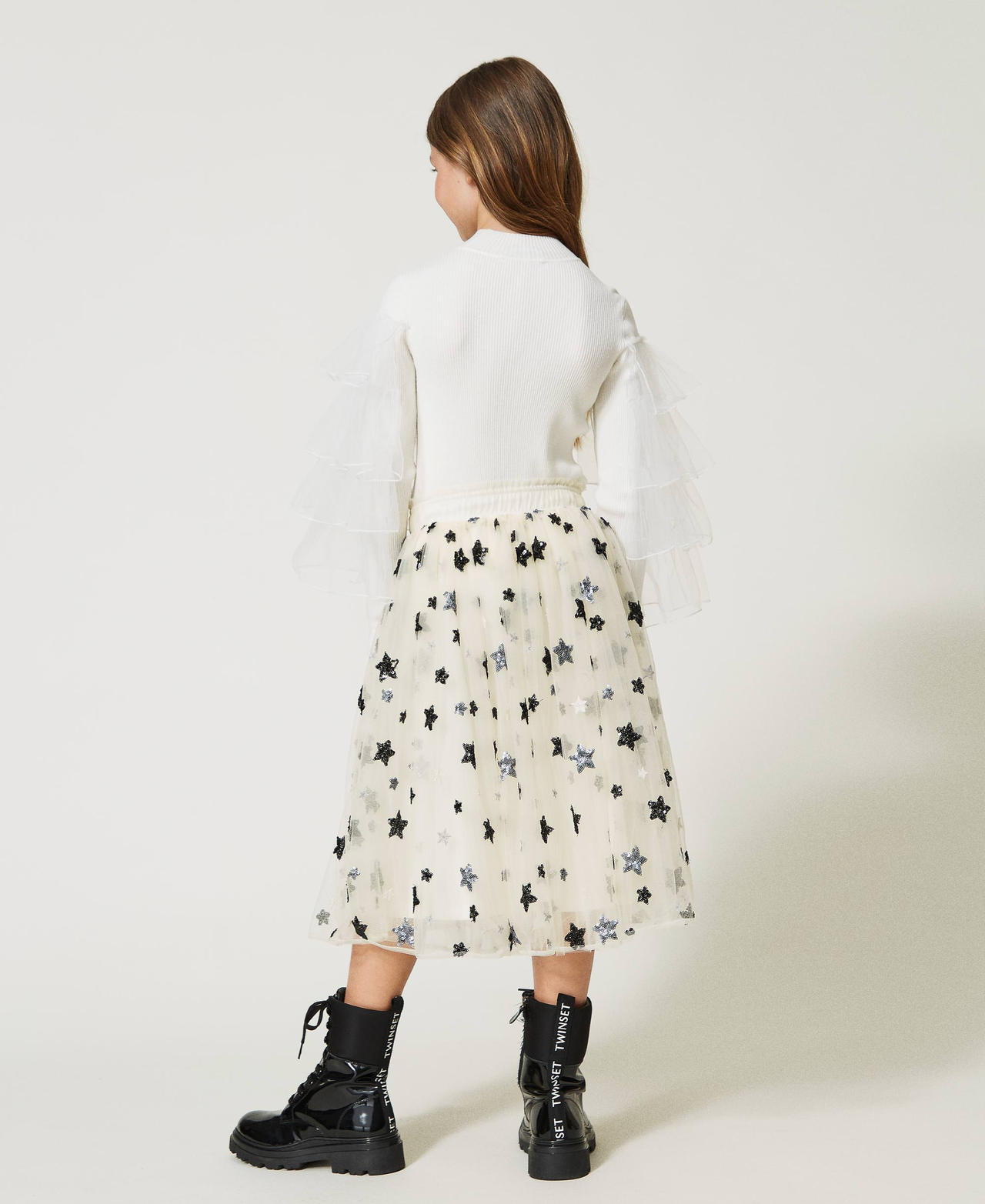 White skirt with black stars on sale