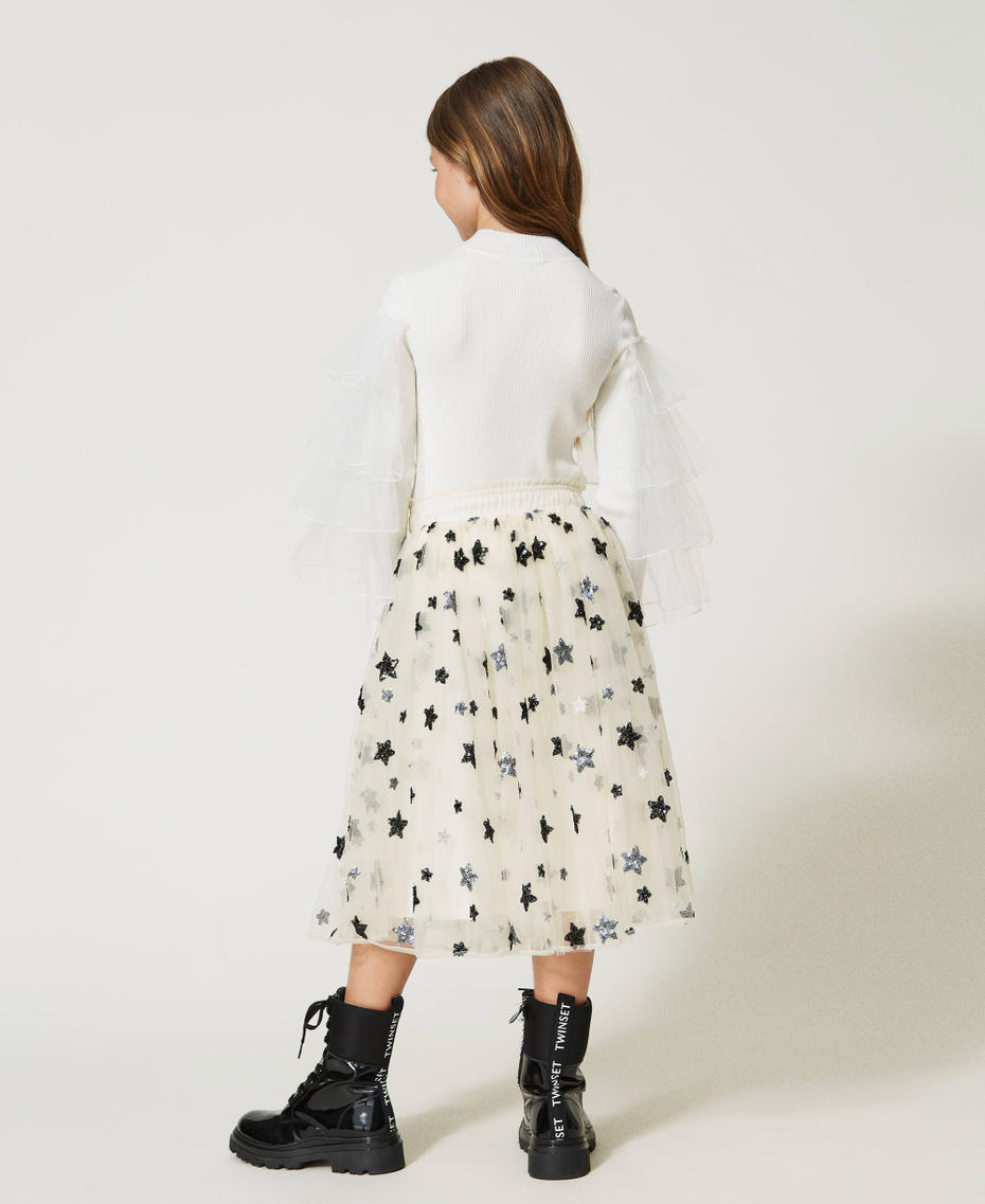 Tulle skirt with star embroidery Stars on Snow Background Girl 232GJ2071-03