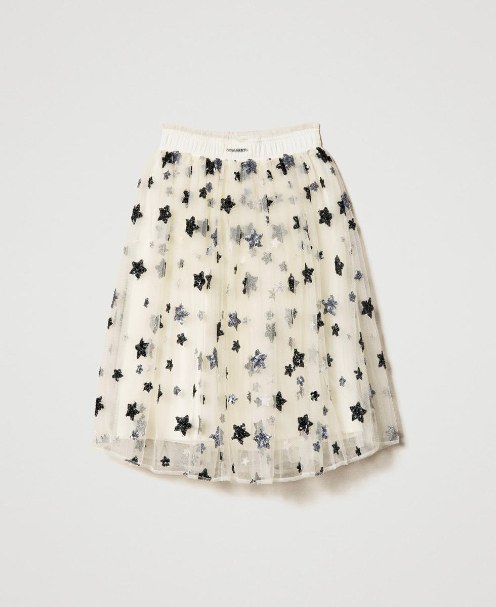 Gonna in tulle con ricamo stelle Bambina Bianco TWINSET Milano