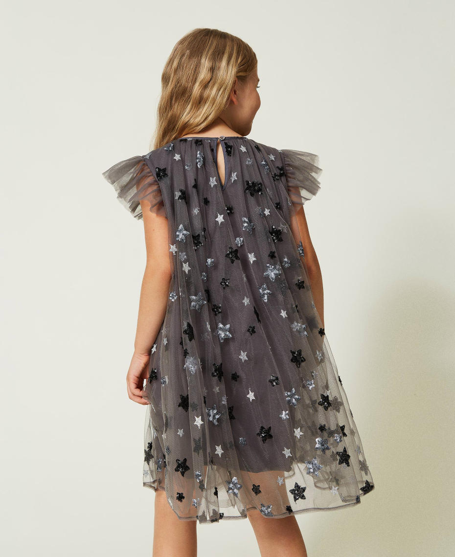 Short tulle dress with star embroidery