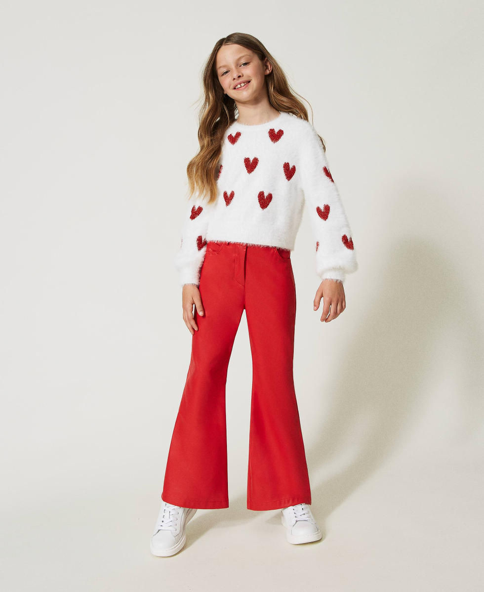 Pantalon evase avec finition enduite Fille Rouge TWINSET Milano
