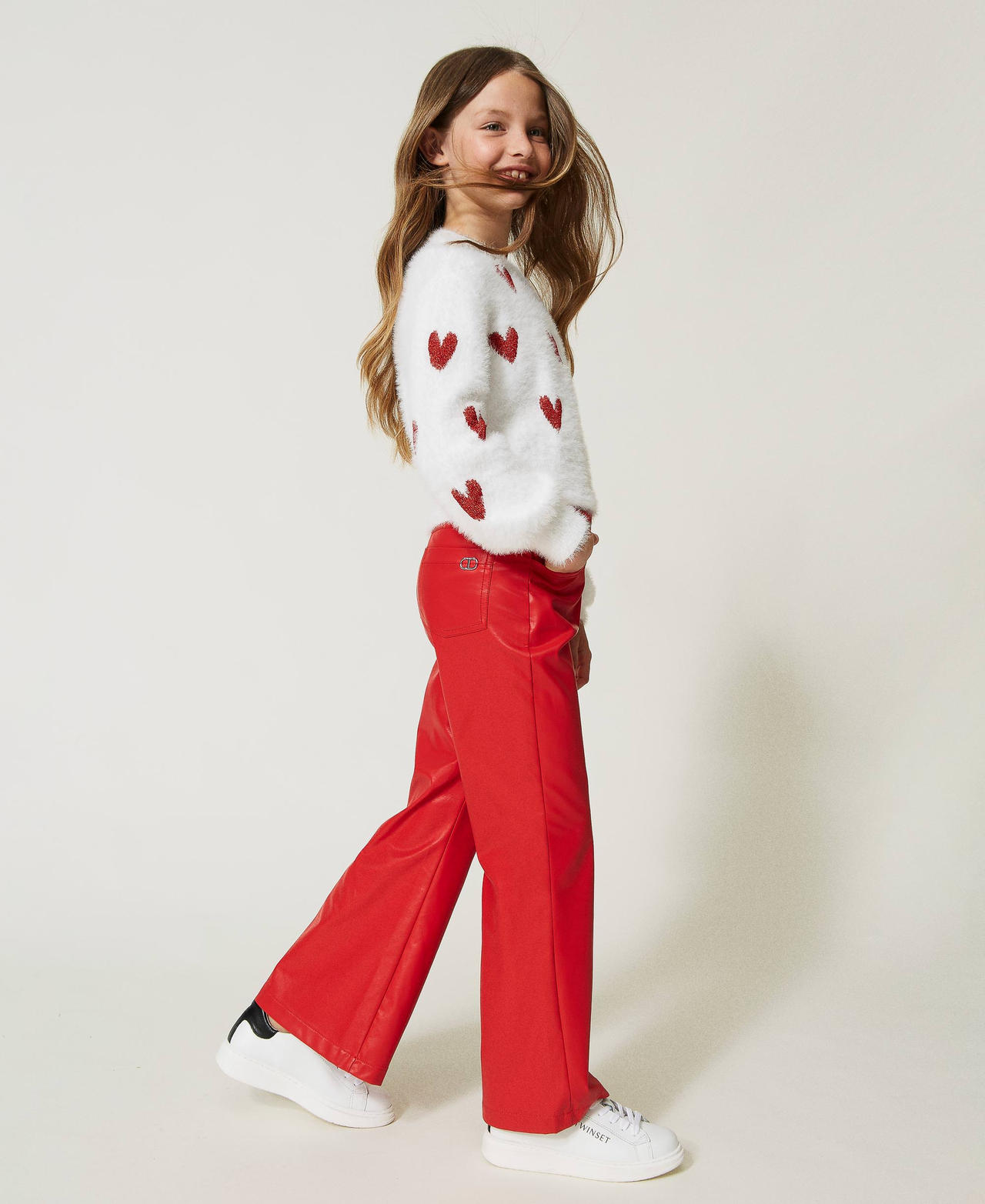 Pantalon évasé avec finition enduite