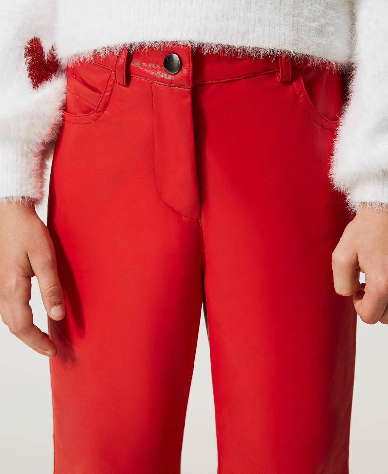 Pantalon évasé avec finition enduite Ultra Rouge Fille 232GJ2081-04
